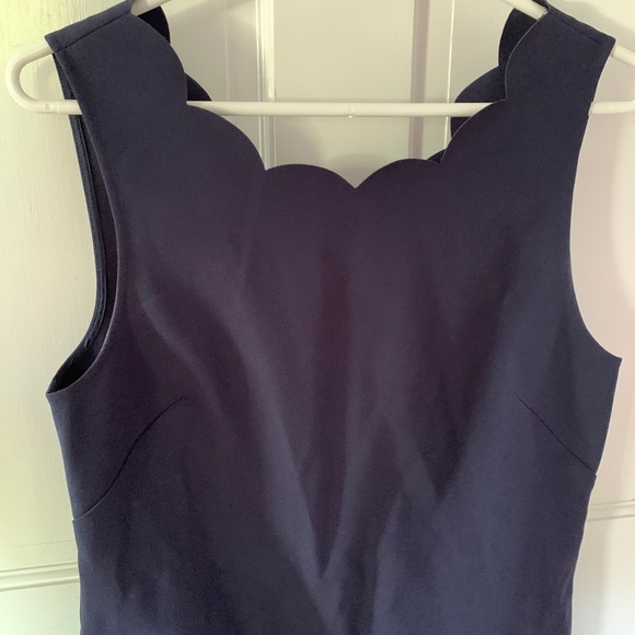 J. Crew Factory Navy Scalloped Shift Dress - Picture 3 of 3